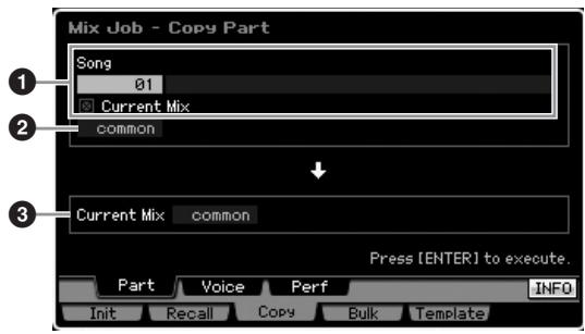 YAMAHA MOTIF XS8 - Copie des réglages de paramètres d'un autre mixage (copy part) — [SF1] part - 1