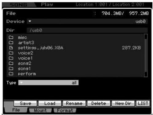 YAMAHA MOTIF XS8 - Chargement d'un fichier - 1