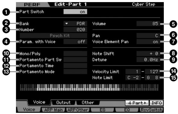 YAMAHA MOTIF XS8 - Réglages de voix pour chaque partie — [SF1] voice - 1