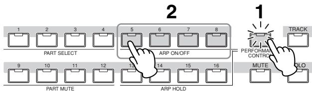 YAMAHA MOTIF XS8 - Activation/désactivation de la reproduction d'arpèges pour chaque partie - 1