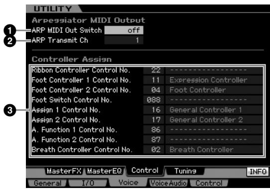 YAMAHA MOTIF XS8 - Réglages de contrôle : [SF3] control - 1