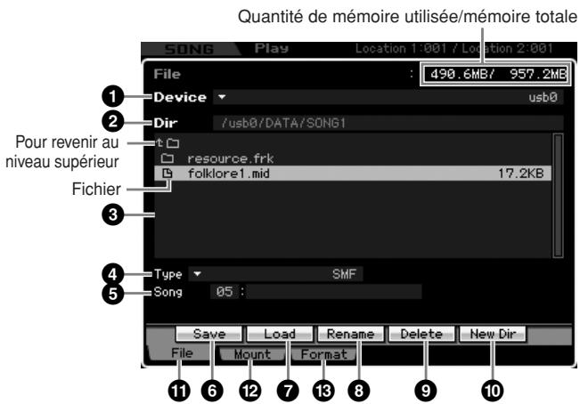 YAMAHA MOTIF XS8 - Exemple de configuration du type de fichier lors de l'enregistrement : - 1