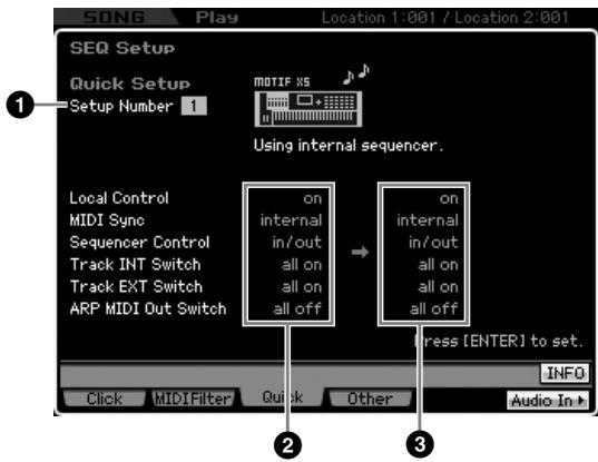YAMAHA MOTIF XS8 - Utilisation de la fonction quick setup : [F3] quick (quick setup) - 1
