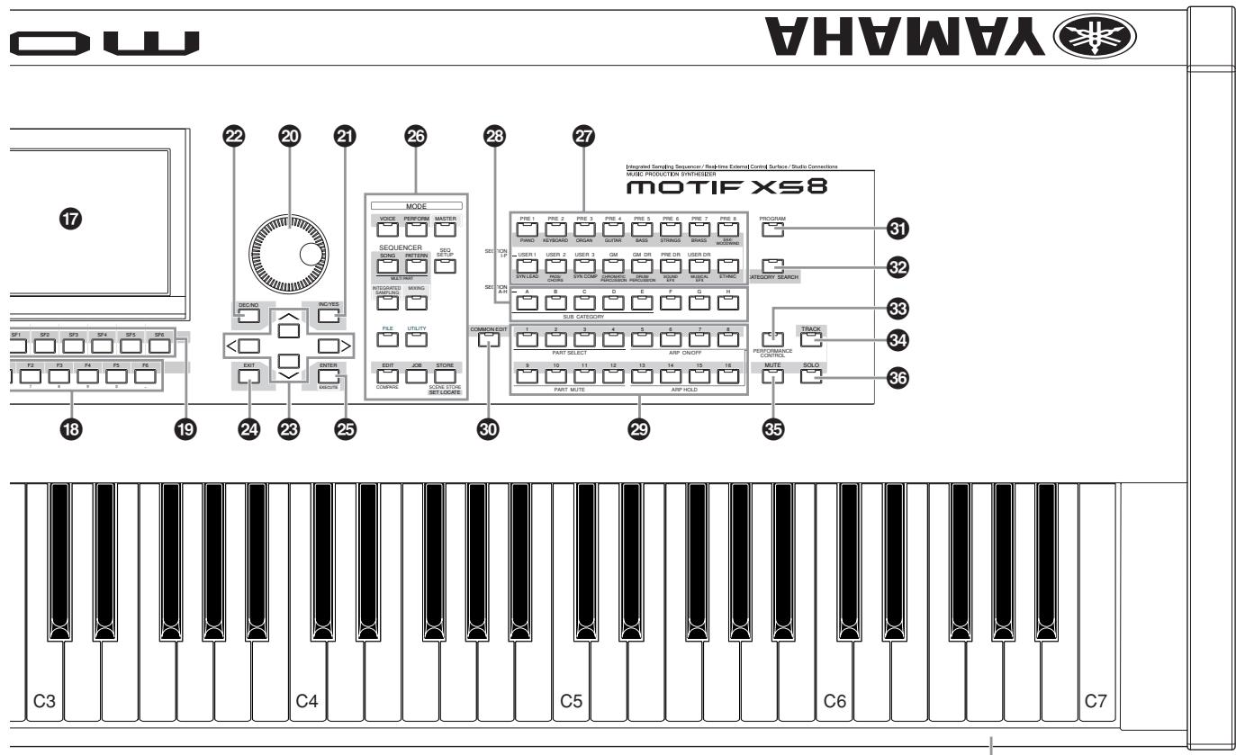 YAMAHA MOTIF XS8 - Boutons (pages 26, 31, 89, 136, 181 et 252) - 1