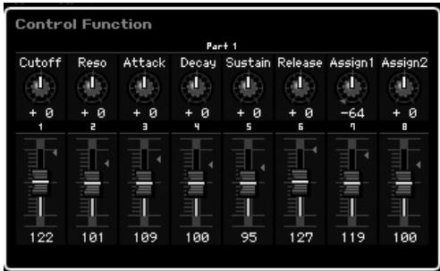 YAMAHA MOTIF XS8 - Réglage des paramètres cutoff frequency et resonance pour chaque partie - 1