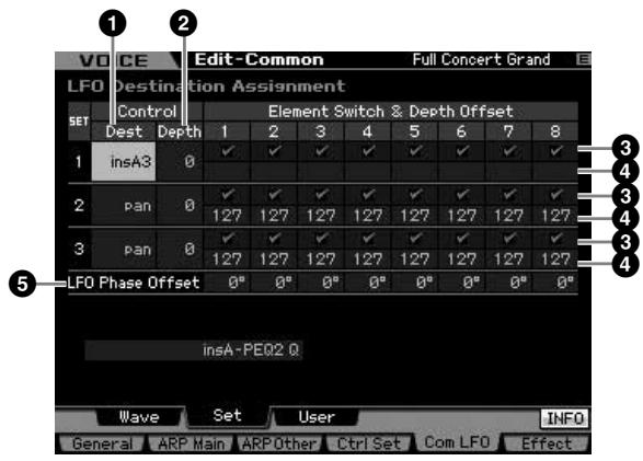 YAMAHA MOTIF XS8 - Réglages de l'onde de l'OBF : [SF1] set (common LFO set) - 1