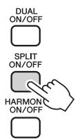 YAMAHA NP-V80 - Press and hold the [SPLIT ON/OFF] button for longer than a second. - 1