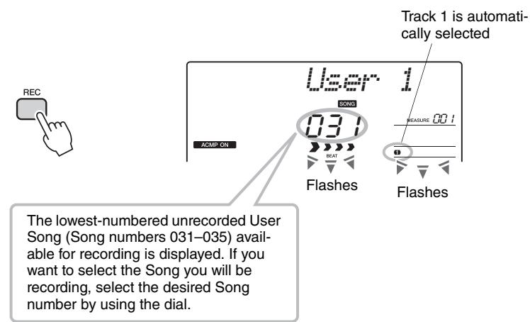 YAMAHA NP-V80 - Press the [REC] button. - 1