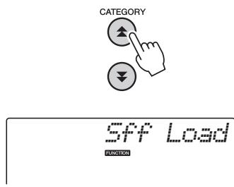 YAMAHA NP-V80 - Press the CATEGORY [A] and [Y] buttons as many times as necessary to select the style file load function "Sff Load". - 1