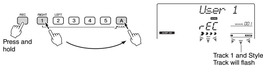 YAMAHA NP-V80 - Select the track(s) you want to record to and confirm your selection on the display. - 1