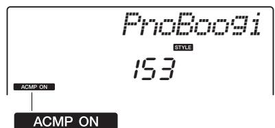 YAMAHA NP-V80 - Turn automatic accompaniment on. Press the [ACMPON/OFF] button. - 2