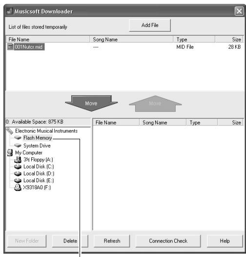 YAMAHA NP-V80 - A copy of the selected MIDI song file will appear in the "List of files stored temporarily" at the top of the window. - 1