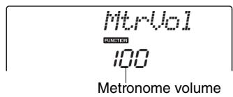 YAMAHA NP-V80 - Use the CATEGORY [A] and [Y] buttons to select the Metronome Volume item. - 2
