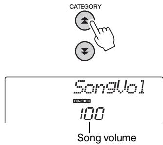 YAMAHA NP-V80 - Use the CATEGORY [A] and [▼] buttons to select the Song Volume item. - 1