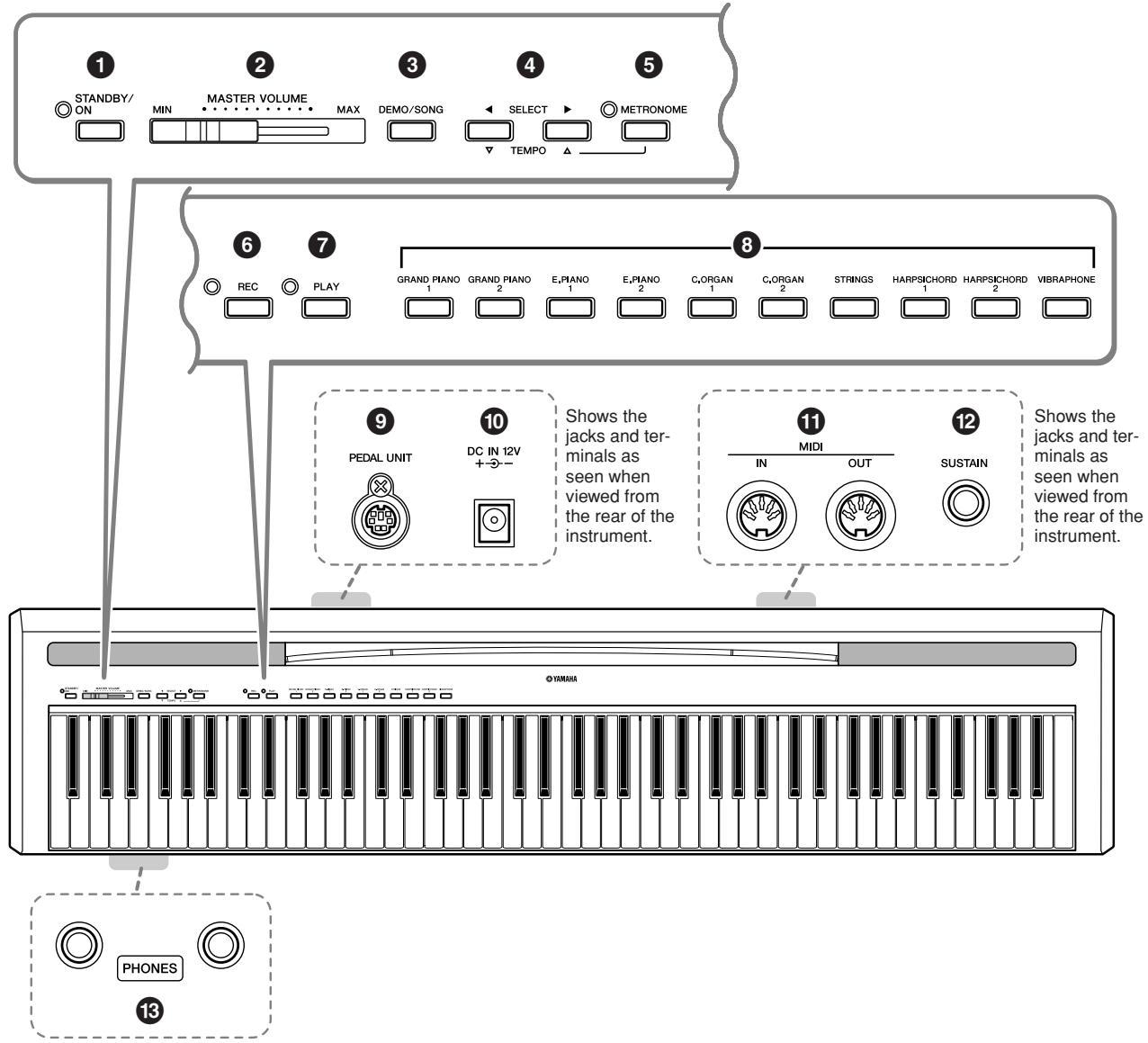 YAMAHA P-85 - Panel Controls and Terminals - 1