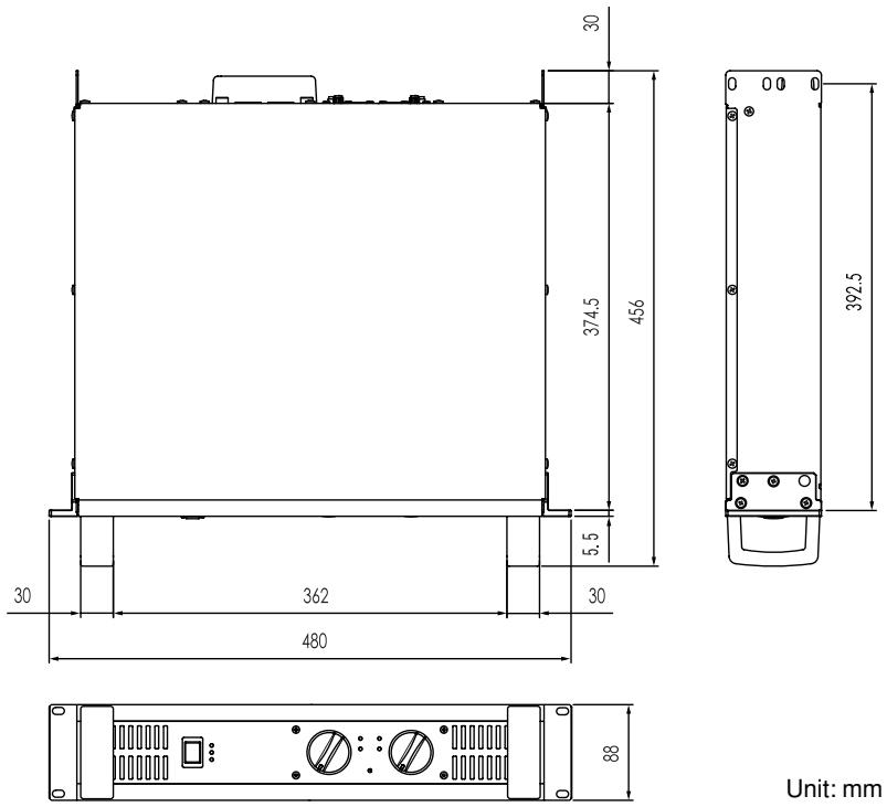 YAMAHA P2500S - Dimensions - 1