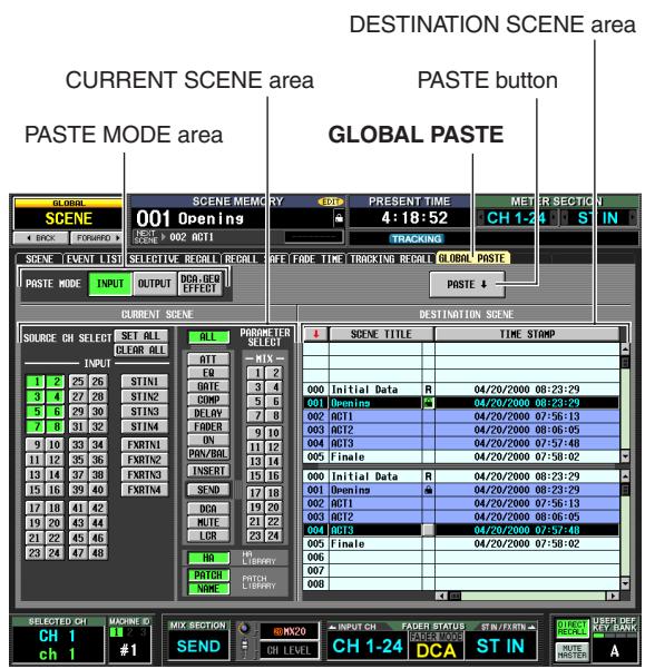 YAMAHA PM5D-RH - In the DISPLAY ACCESS section, press the [SCENE] key several times to access the GLOBAL PASTE screen shown below. - 1