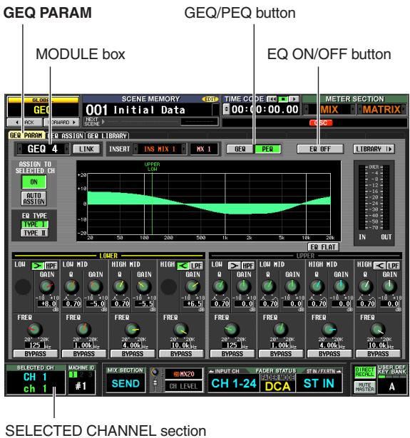 YAMAHA PM5D-RH - Controlling the parametric EQ from the SELECTED CHANNEL section - 1