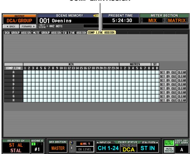 YAMAHA PM5D-RH - COMP LINK ASSIGN (Compressor link assign) screen - 1