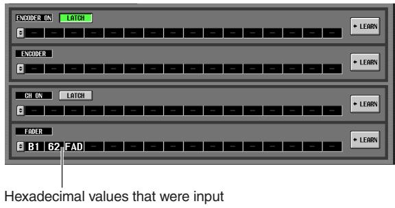 YAMAHA PM5D-RH - Use the MIDI message boxes in the lower part of the screen to specify a MIDI message for each controller of the channel. - 5