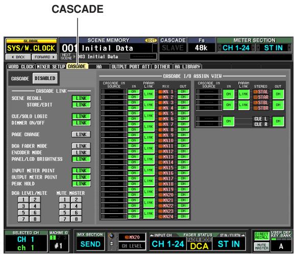 YAMAHA PM5D-RH - In the DISPLAY ACCESS section, repeatedly press the [SYS/W.CLOCK] key until the CASCADE screen shown below appears. - 1
