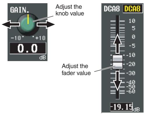 YAMAHA PM5D-RH - Adjusting the setting of a knob or fader - 1