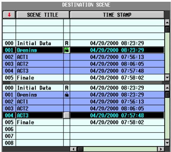 YAMAHA PM5D-RH - In the DESTINATION SCENE area, select the paste-destination scene(s). - 1