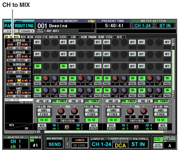 YAMAHA PM5D-RH - CH to MIX (Channel to mix) screen - 1