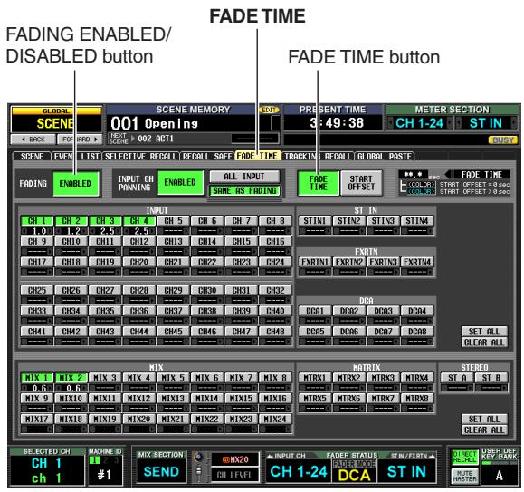 YAMAHA PM5D-RH - In the DISPLAY ACCESS section, press the [SCENE] key several times to access the FADE TIME screen shown below. - 1