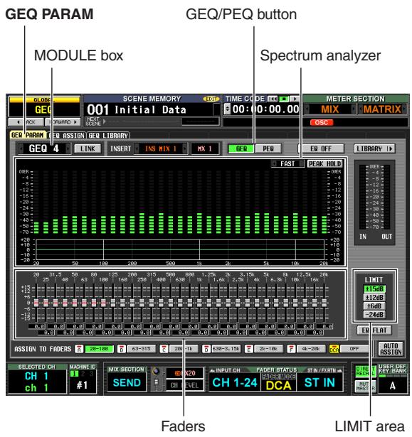 YAMAHA PM5D-RH - Controlling the graphic EQ from the display - 1