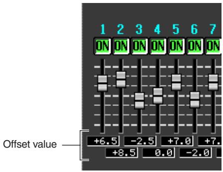 YAMAHA PM5D-RH - To set the offset value for each channel, drag the fader upward or downward for a channel whose button you have turned on. - 1