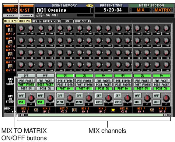 YAMAHA PM5D-RH - To send signals from all MIX channels to a specific MATRIX bus - 1
