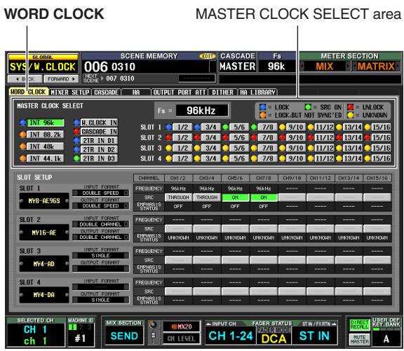 YAMAHA PM5D-RH - Selecting the word clock master - 1