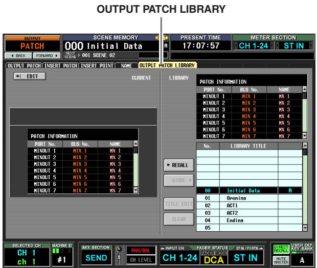 YAMAHA PM5D-RH - OUTPUT PATCH LIBRARY screen - 1