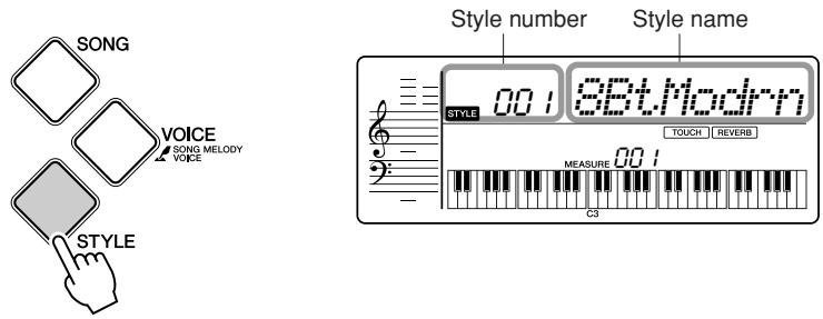 YAMAHA PSR-E323 - Press the [STYLE] button. - 1
