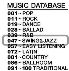 YAMAHA PSR-E323 - Select a Music Database. - 2
