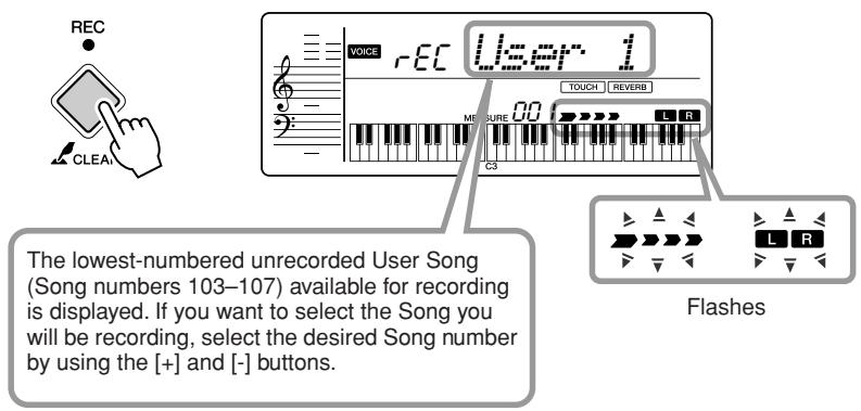 YAMAHA PSR-E323 - Press the [REC] button. - 1