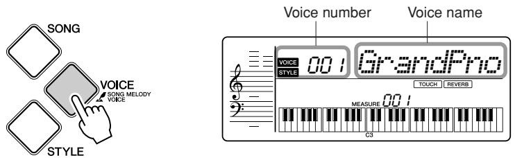 YAMAHA PSR-E323 - Press the [VOICE] button. - 1