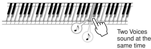 YAMAHA PSR-E323 - Playing Two Voices Simultaneously—Dual - 1