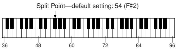 YAMAHA PSR-E323 - Setting the Split Point - 1