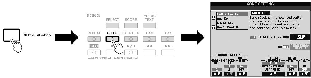 YAMAHA PSR-S710 - Sélection instantanée des écrans — direct access - 1