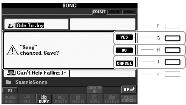 YAMAHA PSR-S710 - Messages affichés à l'écran - 1