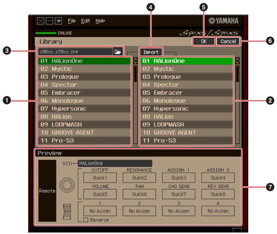 YAMAHA S90 XS REMOTE EDITOR - Library window - 1
