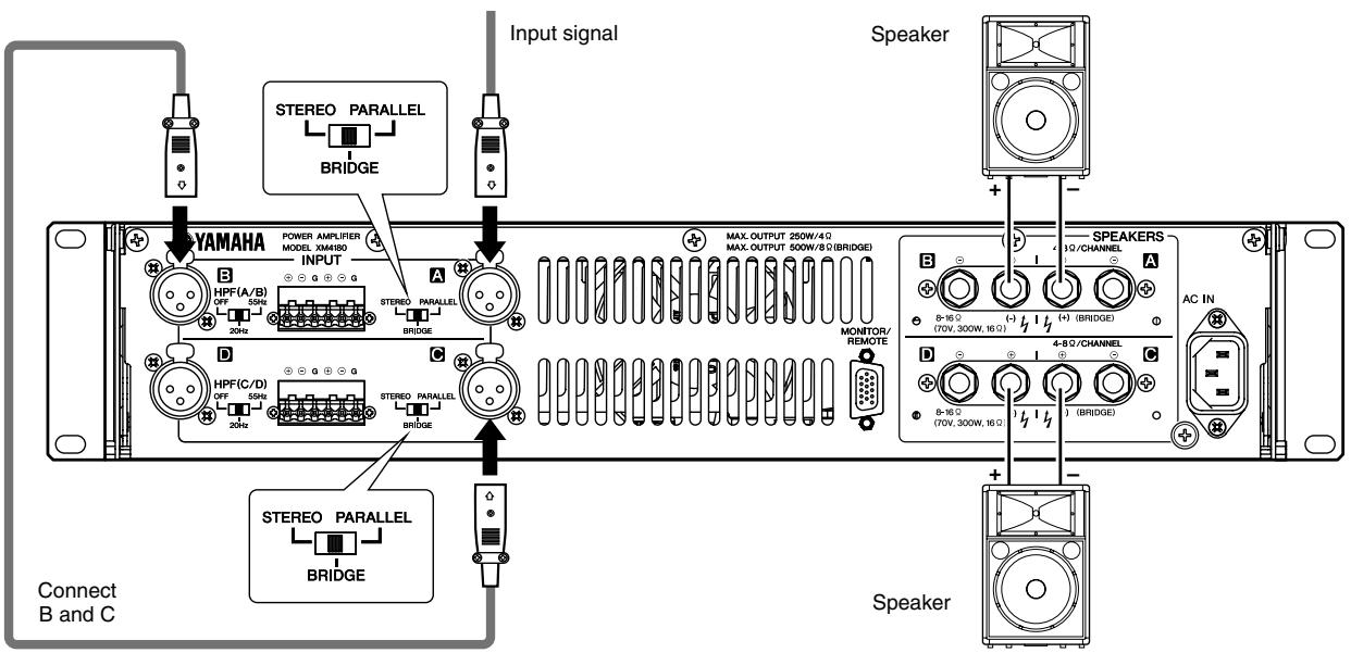 YAMAHA XM-4080 - - Using as a two-channel amplifier with a mono input for high-power applications (XM4180/XM4080) - 1