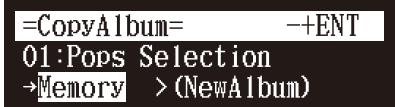 YAMAHA DISKLAVIER E3 CLASSIC - Sélectionnez « CopyAlbum » dans le menu de fonctions d'album, puis appuyez sur [ENTER]. - 4
