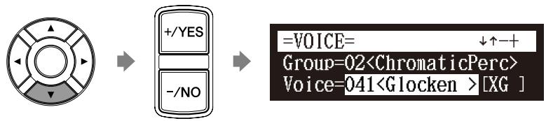 YAMAHA DISKLAVIER E3 CLASSIC - Appuyez sur [+/YES] et [-/NO] pour sélectionnner un groupe de voix. - 3