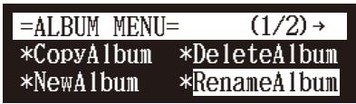 YAMAHA DISKLAVIER E3 CLASSIC - Selectionnez « RenameAlbum » dans le menu de fonctions d'album, puis appuyez sur [ENTER]. - 1