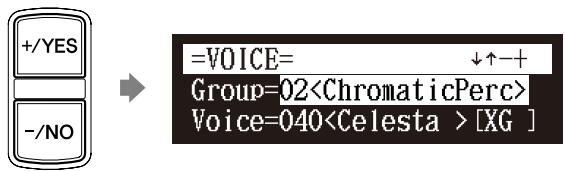 YAMAHA DISKLAVIER E3 CLASSIC - Appuyez sur [+/YES] et [-/NO] pour sélectionnner un groupe de voix. - 1