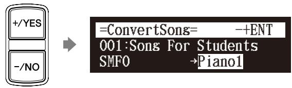 YAMAHA DISKLAVIER E3 CLASSIC - Sélectionnez « ConvertSong » dans le menu de fonctions de chanson, puis appuyez sur [ENTER]. - 5