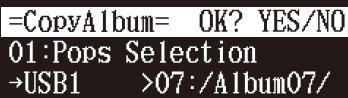 YAMAHA DISKLAVIER E3 CLASSIC - Pour ajouter à l'album existant, appuyez sur [▶] pour déplacer le curseur jusqu'à l'album, puis appuyez sur [+/YES] et [-/NO] pour sélectionner l'album, puis appuyez enfin sur [ENTRER]. - 4